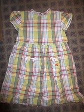 Ralph Lauren blue yellow madras plaid ss dress sz 6 girls india cotton