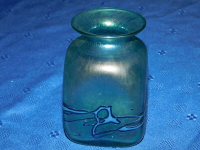 Robert Held Raised thread Art glass bottle or square vase   