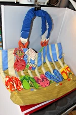 Paul Brent Sun-N-Sand Canvas Beach Flip Flop Shoulder  Beach Bag (NOS)