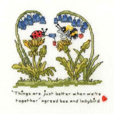 Bothy Threads Kreuzstich Set ''Besser zusammen'', Zählmuster, XETE4, 12x12cm