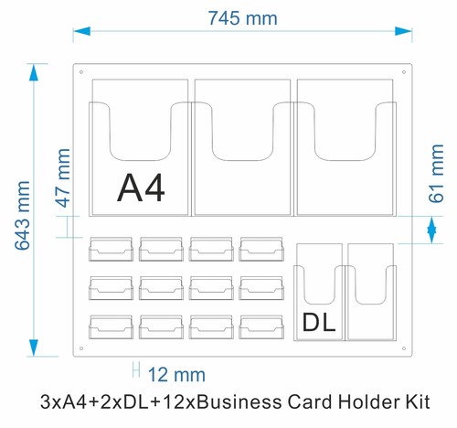 3A4+2DL+12 BZ Card Holder- Brochure Holders with Business Card Holders - Picture 4 of 4