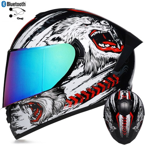 DOT Bluetooth Motorcycle Helmets Full Face Off Road ATV Motorbike Crash Helmet - Picture 2 of 58