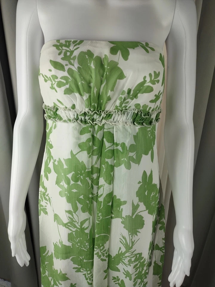 Vestido de novia para mujer David's verde floral sin tirantes talla 6 Foto 3 de 4