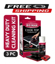 Weiman Glass Stove Top Complete Cleaning Kit Cleaner Scrubber & Scraper Included