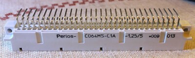PERLOS Board Euro Connector Dual Row R/A MALE 64 Pin GOLD  **NEW**  Qty.1 Piece