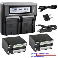 Kastar Battery Dual LCD Fast Charger for Canon BP-970 BP-970G BP-975 Battery