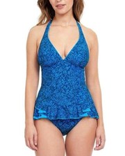 PROFILE BY GOTTEX 14 Mehndi 2-Pc Halter Tankini Swim Set NWT 152