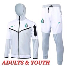 Al-Nassr FC 2023/2024 Ronaldo Hooded Tracksuit White And Grey Mens/Youth