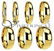 Gold Plated Stainless Steel Ring Plain Wedding Band Size 4 to 14.5