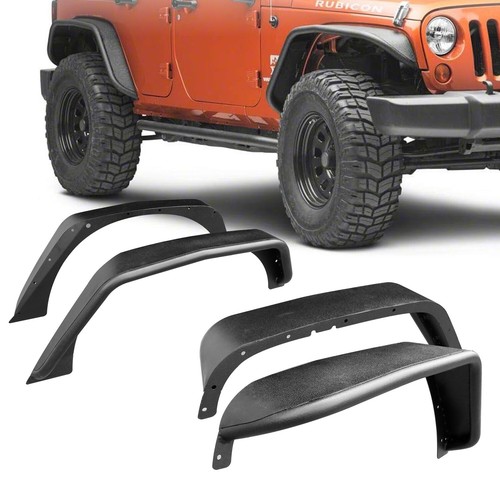4PCS Black Textured Metal Tubular Fender Flares For 2018-2024 JEEP WRANGLER JL - Picture 3 of 15