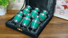 Set of 6 Green Small Keepsake Cremation Urns for Human Ashes with Velvet Case