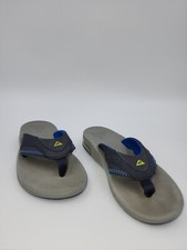 Reef Kids Fanning Flip Flops Boys 13/1 EU 31/32 Grey Blue Yellow Sandals