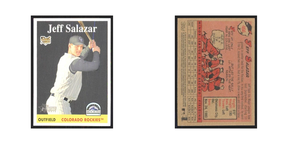 Jeff Salazar Rookie 2007 Topps Heritage #466 Colorado Rockies Baseball Card NM - Image 3 of 3