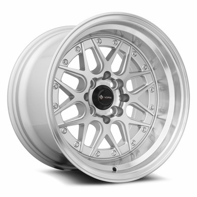 (1) 15x9 Vors VR7 4x100/4x114.3 +0 Silver Machine Face Lip Chrome Rivet Wheel