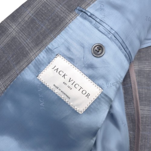 $848 Jack Victor Midland Gray & Blue Plaid Wool Sport Coat Blazer Mens Size 44L - Picture 12 of 14