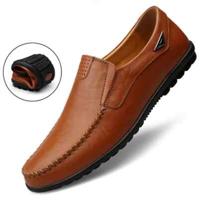 Leather Men's Casual Shoe Breathable Soft Loafers Moccasins Slip on Driving Shoe