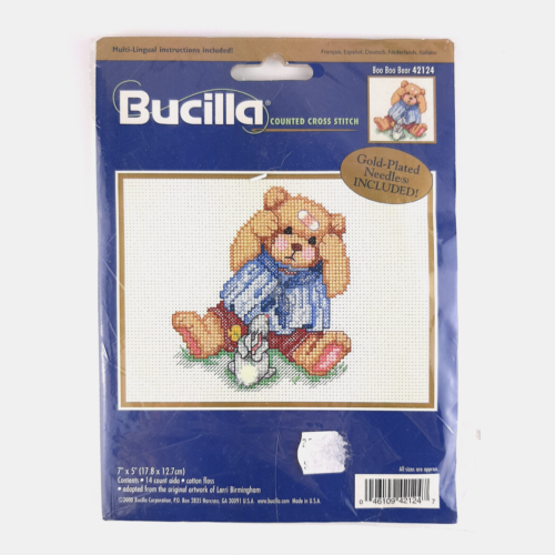 Kit point de croix Bucilla #42124 Boo Boo Bear 7X5" décoration de pépinière douche de bébé cadeau - Photo 1 sur 6