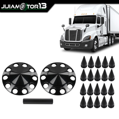 Front Hub Wheel Cover Nut Covers Spiked 33mm 2pcs  Fit For Black Semi Truck