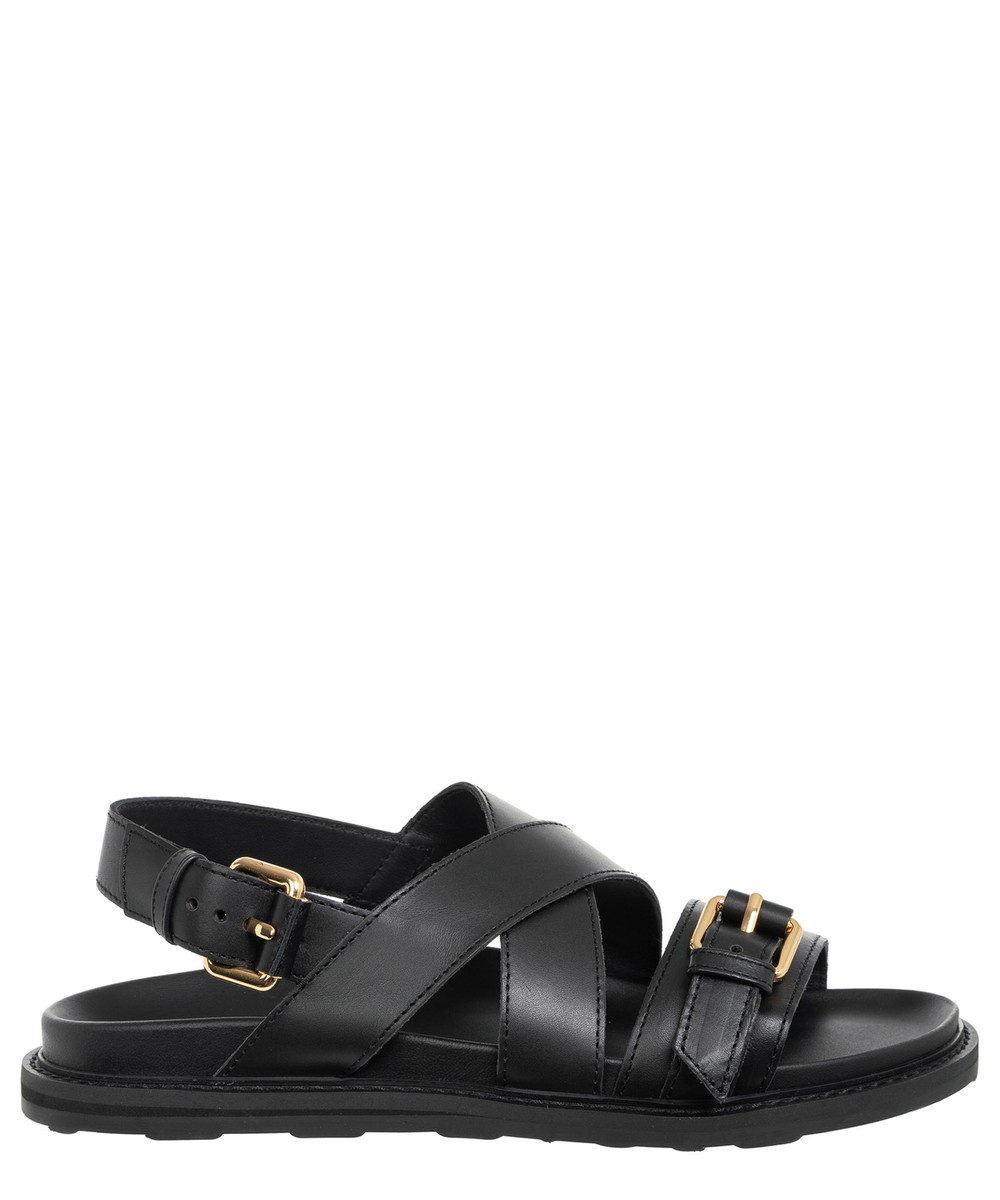 サンダル MOSCHINO Men Sandals MB10162G0M GA0000 BLACK Moschino sandals men MB16263G0MGA0000 Black leather logo