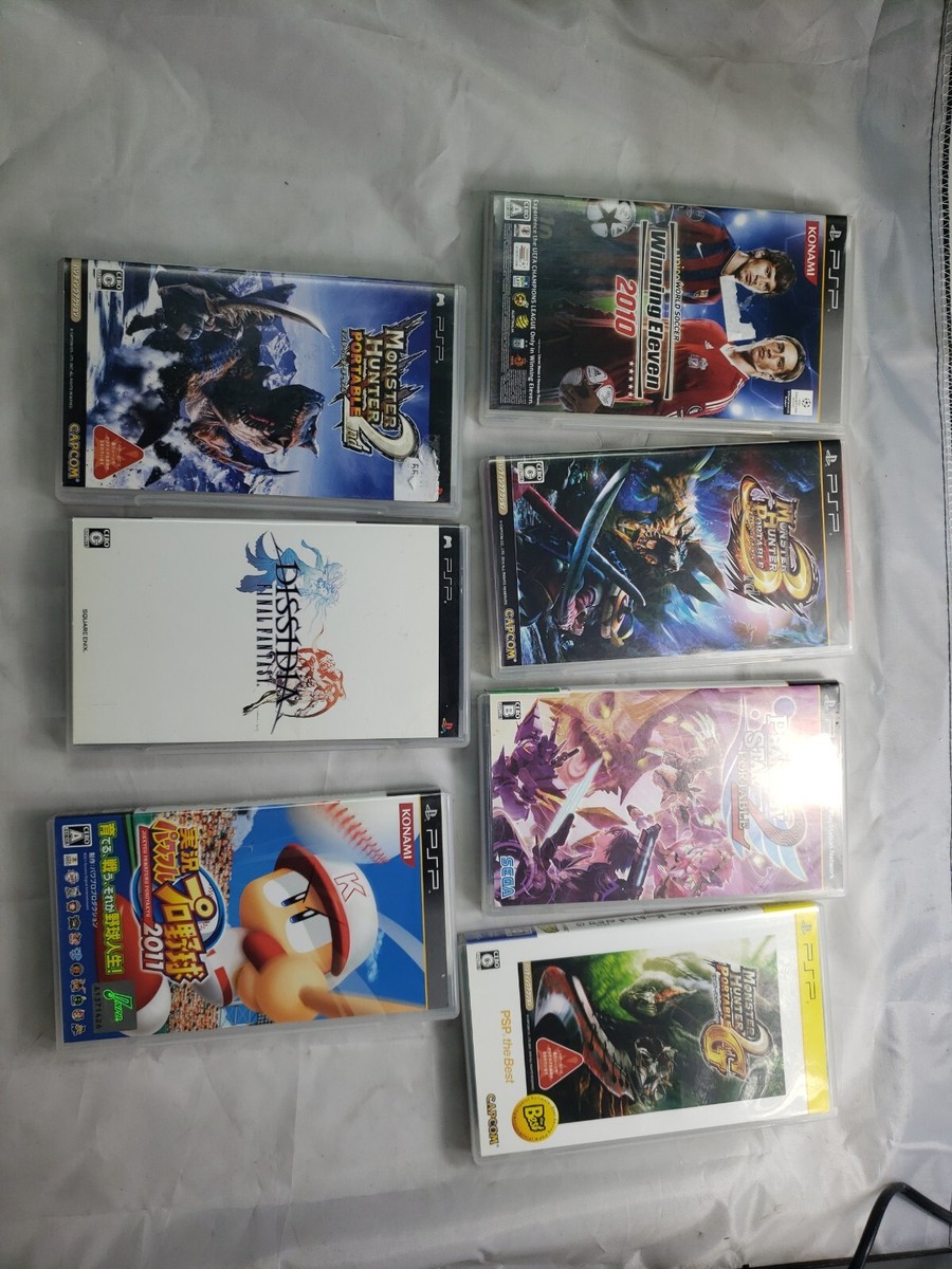 PSP GAME LOT, 7 GAMES, dissidia / mhunter / soccer, japanese