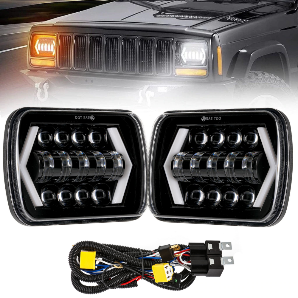 H4 Brightness Intensifier Wiring Harness+7x6'' led headlight for