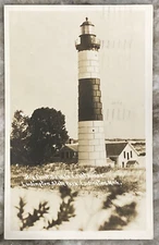 Big Point Sable Light House Ludington State Park MI 1946 Postcard RPPC 4076