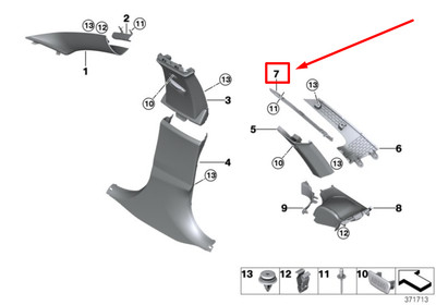 NEW BMW X2 F39 FRONT RIGHT D-PILLAR TOP HOLDER TRIM 7311224  