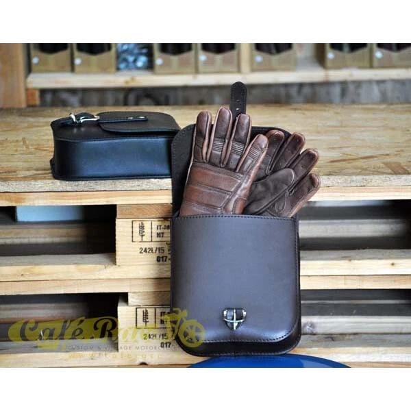 Borsa fianchetto moto universale in cuoio marrone capacità 2,8L moto classiche