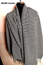4PLY ~SUPER SOFT ~BLACK WHITE PLAID CHECK~100% CASHMERE PASHMINA~ 3 COLOR CHOICE