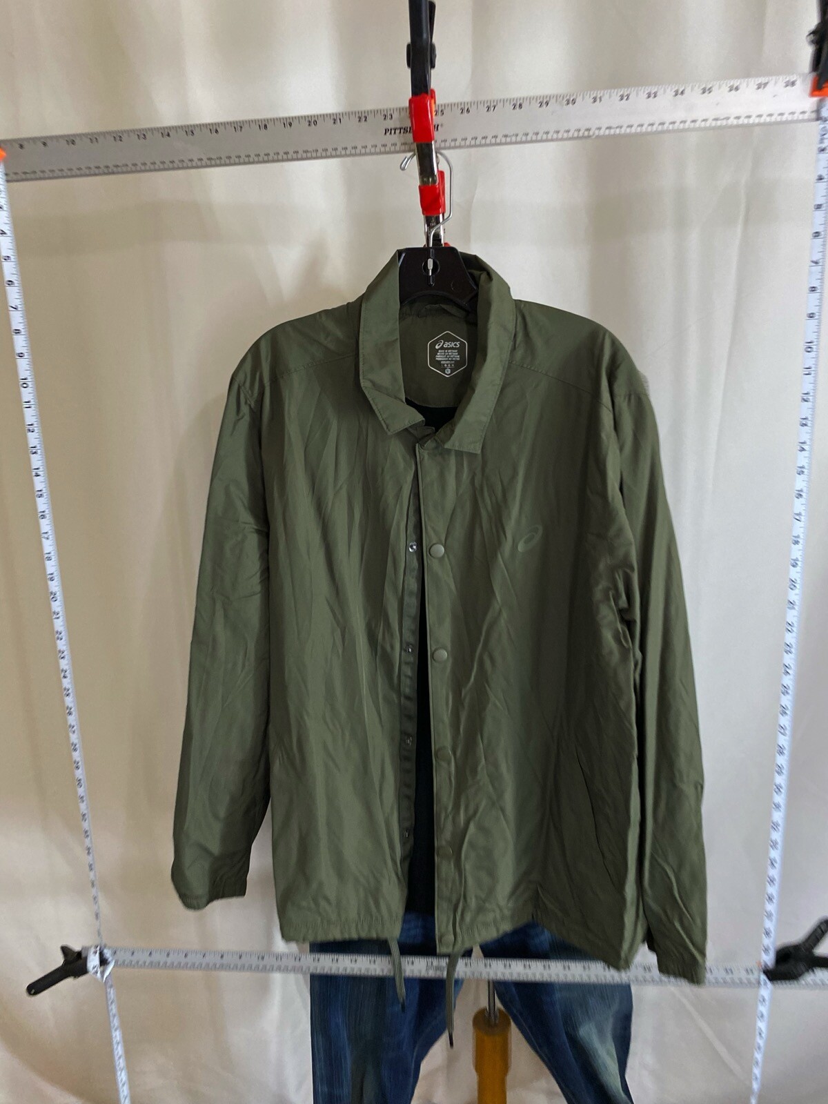 Asics Snap Button Poly Wind Jacket Coat Large L - image 3