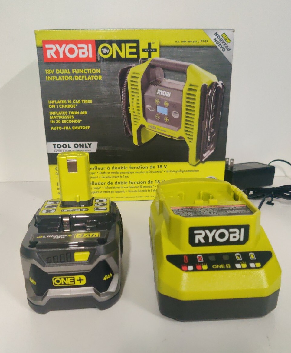 Ryobi P747 18V Portable Air Compressor w 4ah Battery + Charger P747K
