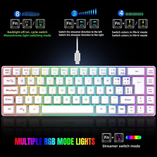 Gaming Keyboard Full Size Backlits Computer Spanish Keyboard Multimedias Key - Picture 7 of 10