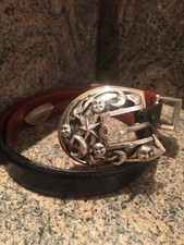 Kieselstein 3pcs Moon/Stars Buckle / Black Lizard Belt Size 3