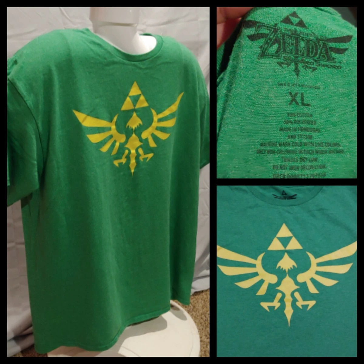 Mens Nintendo Legend of Zelda Heather Green Short Sleeve Tee T Shirt Size XL