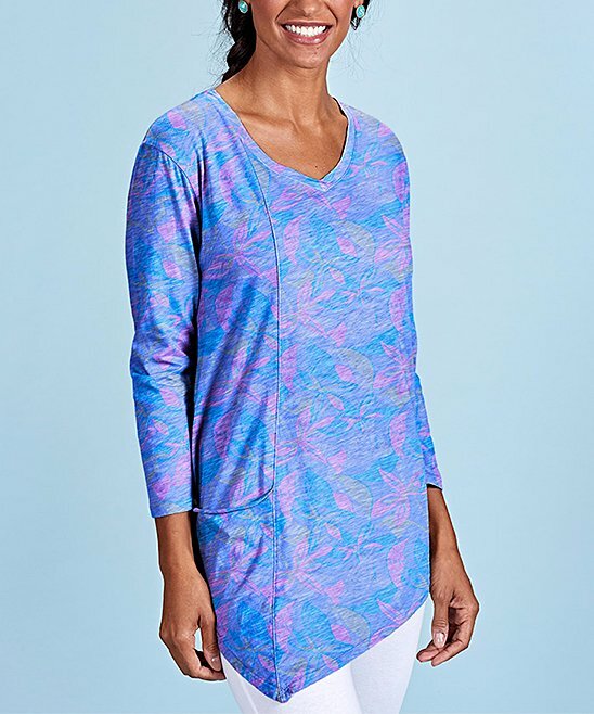 New Fresh Produce XS Peri Beachside Blooms Ella Pocket Asymmetrical Tunic Top