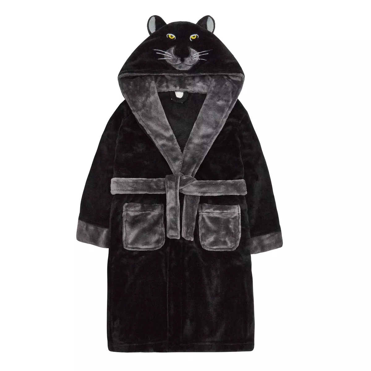 Ladies Womans Black Panther Hooded Robe Luxury Cosy Soft Fleece Dressing  Gown | eBay