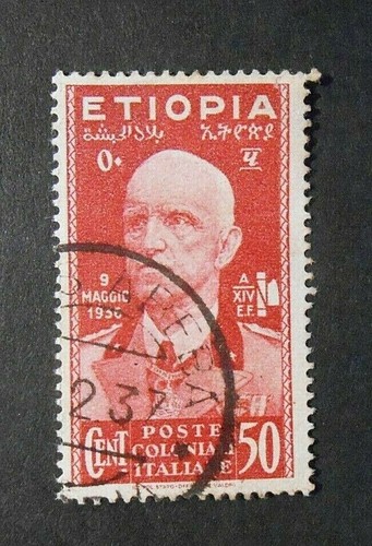 ITALY, ITALY, 1936 ETHIOPIA Effigy Vittorio Emanuele 50c Carmine USED ss 5