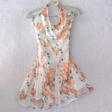SHEIN Junior's Orange Blossom Floral Lace Up Summer Mini Dress Size S