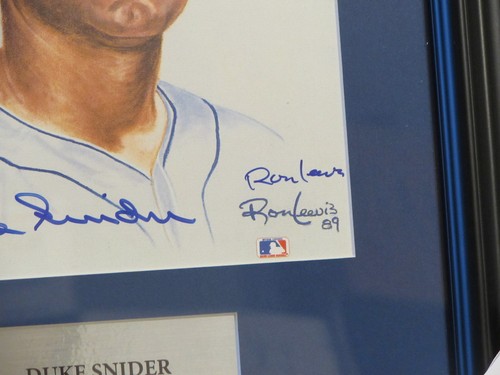 Duke Snider & Ron Lewis Autographed 8x10 Color Print Matted & Framed PSA - Picture 4 of 6
