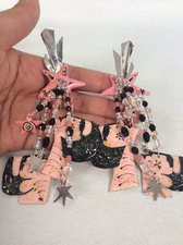 Statement Vtg Lunch At The Ritz Gasby Crystal  Gold Tone Clip Earrings