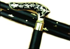 Wooden Walking Stick With Brass Derby Handle For Seniors Men Women Old Peoples