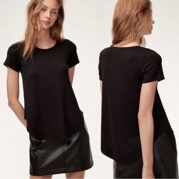 Wilfred Free Aritzia Esther Short Sleeve Round Hem Light Sweater