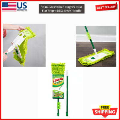 Libman |1463| 18 in. Microfiber Fingers Dust Flat Mop with 2-Piece Handle