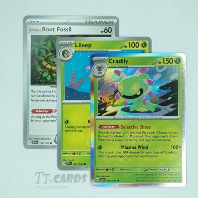 Cradily 006/142 005/142 130/142 - 3 Card Evolution Set - S&V Stellar Crown