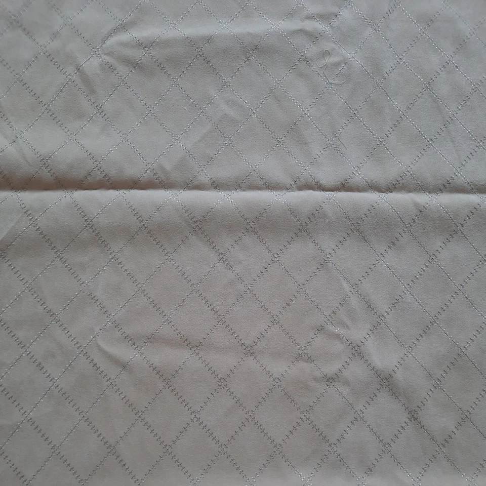 1+ Yards VTG Sueded / Shiny Fabric 58" X 56" Extra Wide Beige Tan Patchwork - Image 3 of 4