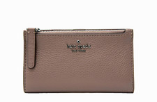 Kate Spade Small Slim Bifold Wallet Jackson Brownstone Grey NWT Free Shipping