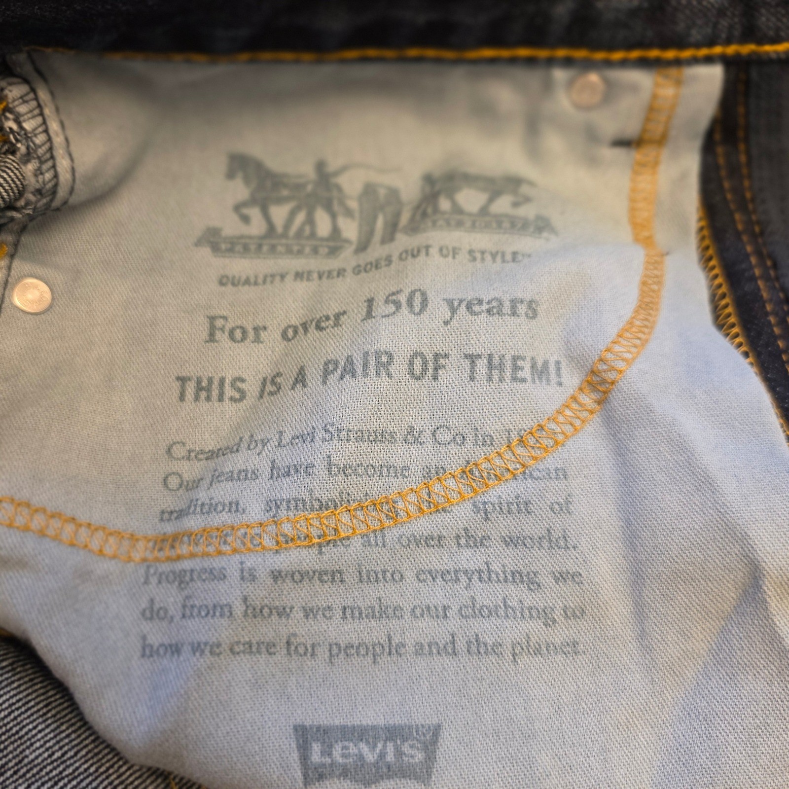 Levi Strauss Co 505 W34 L32 Mens Jeans Dark Wash Straight Leg thumbnail 7