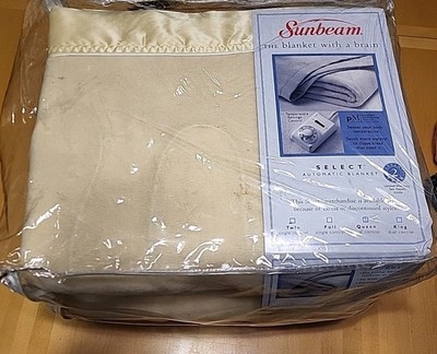 VTG 1997 Sunbeam Blanket With A Brain Queen Cream Electric Heated NOS Sealed New