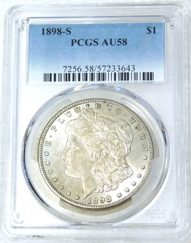 1898-S Morgan Dollar PCGS AU58 Bright luster Just Graded New Holder #K473