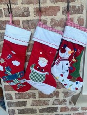 Bundle of 3 Pottery Barn Kids Red Quilted Christmas Stockings,No Monogram